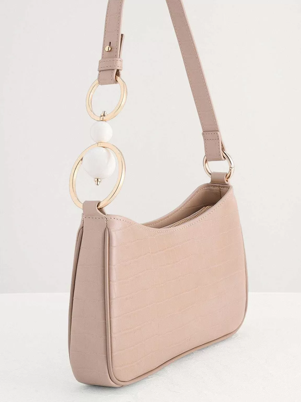PEDRO Shoulder Bags<Acrylic Embellished Croc-Effect Embossed Shoulder Bag
