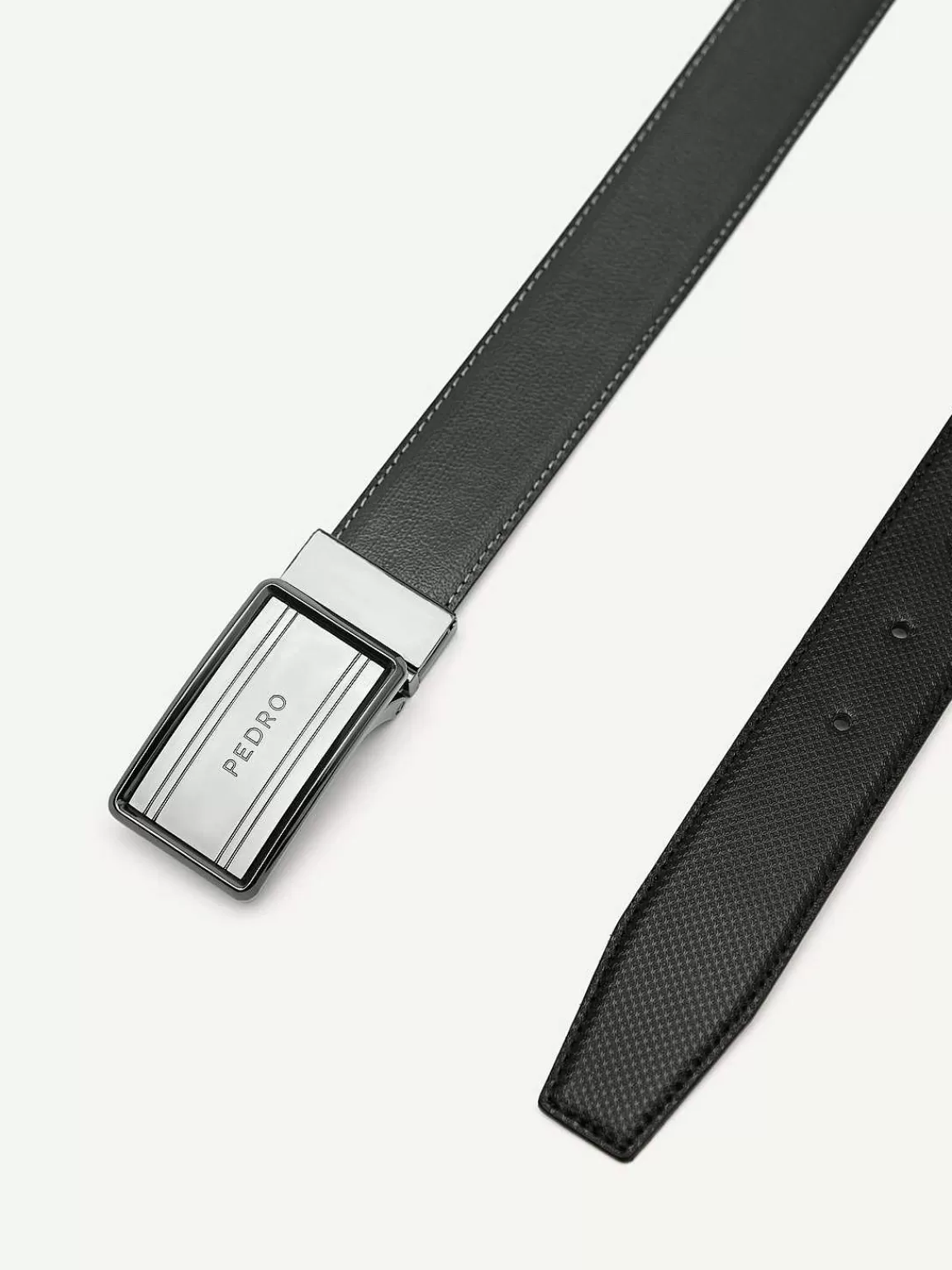 PEDRO Belts<Reversible Embossed Leather Tang Belt