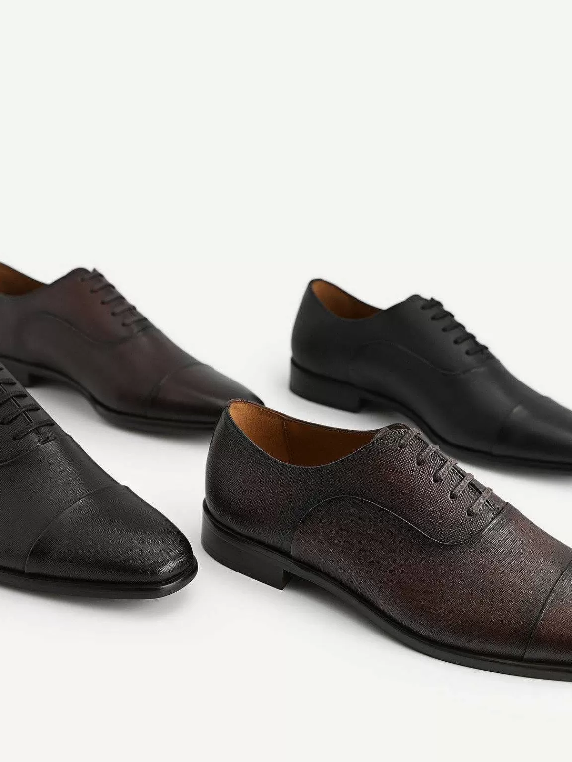 PEDRO Lace-Ups<Textured Leather Oxford Shoes